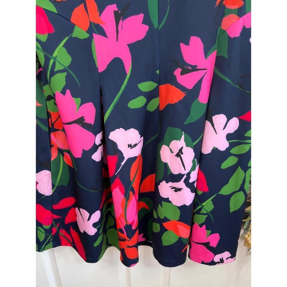 Jessica Howard Navy Floral A-Line Dress with Pink & Green Accents - Picture 9 of 12